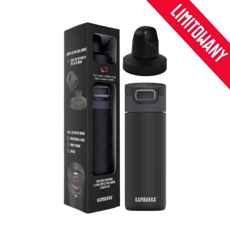 Kambukka giftbox Etna 500ml matte black z dodatkową nakrętką twist