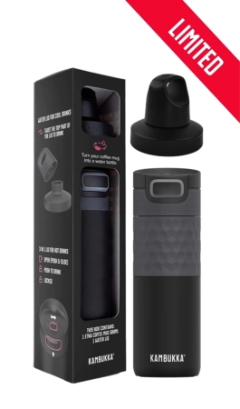 Kambukka giftbox Etna Grip 500ml matte black z dodatkową nakrętką twist