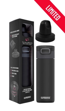 Kambukka giftbox Etna 500ml matte black s dodatečným víčkem