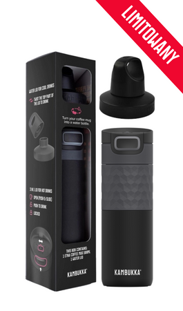 Kambukka giftbox Etna Grip 500ml matte black z dodatkową nakrętką twist 