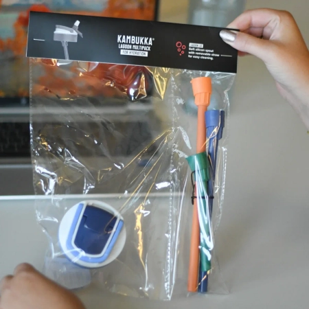 Zestaw Kambukka - nakrętka Lagoon i 3 rurki/słomki (blue)